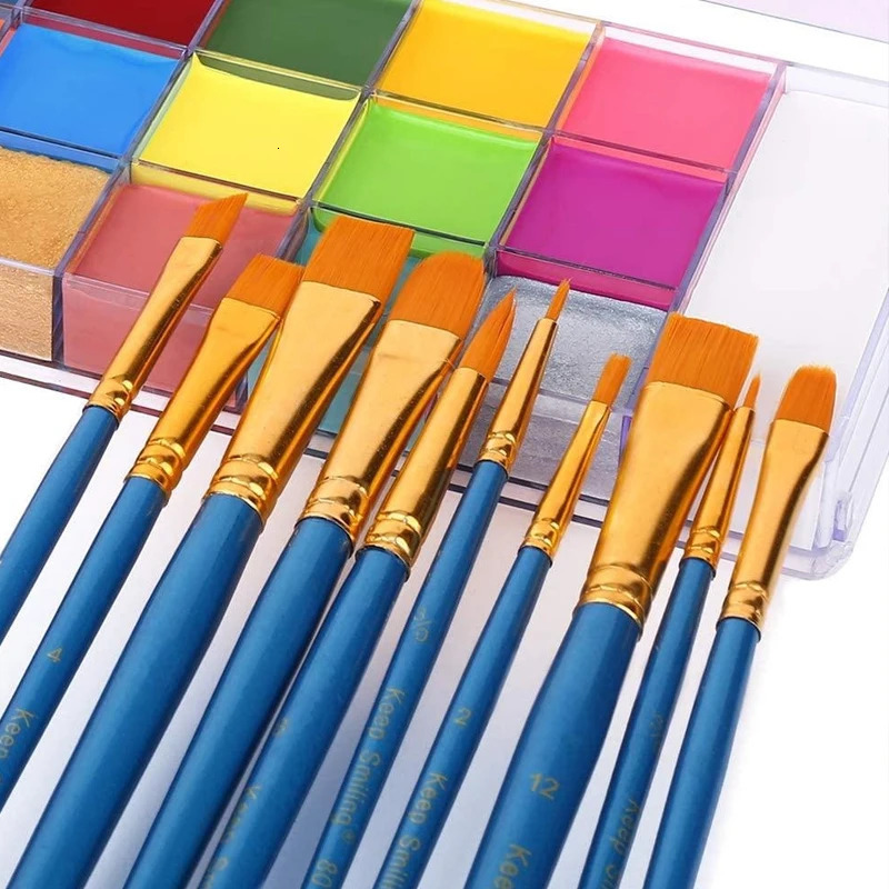20 Color Sfx Childrens Adult Painting Set Halloween Party Makeup Fancy Dress Beauty Palette Face Body Painting Oil and Brush 240625