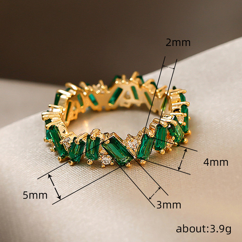 French Vintage Jewelry Wedding Rings Sterg Sier Gold Fill Princess Cut Emerald CZ Dia Irregular Party Women Engagement Band Ring Gift