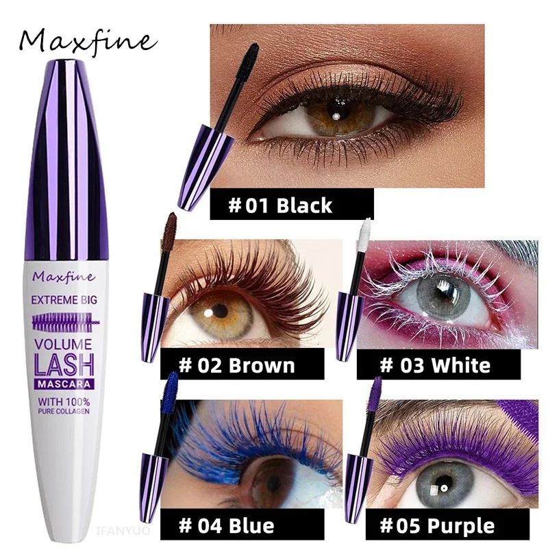 Colorful 5D Volume Mascara Lasting Styling Waterproof Quick Dry Blue Purple Curling Lengthen Long Eyelash Silk Extension Cream b240709