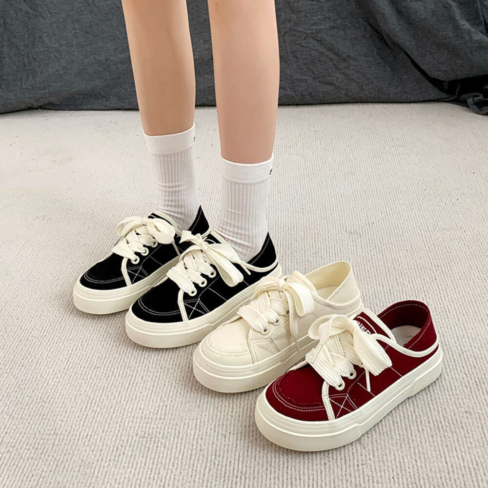 Canvas For Women 2024 New Student Korean Edition Instagram Versatile Thick Sole Board Spring And Autumn Casual Shoes Tp331