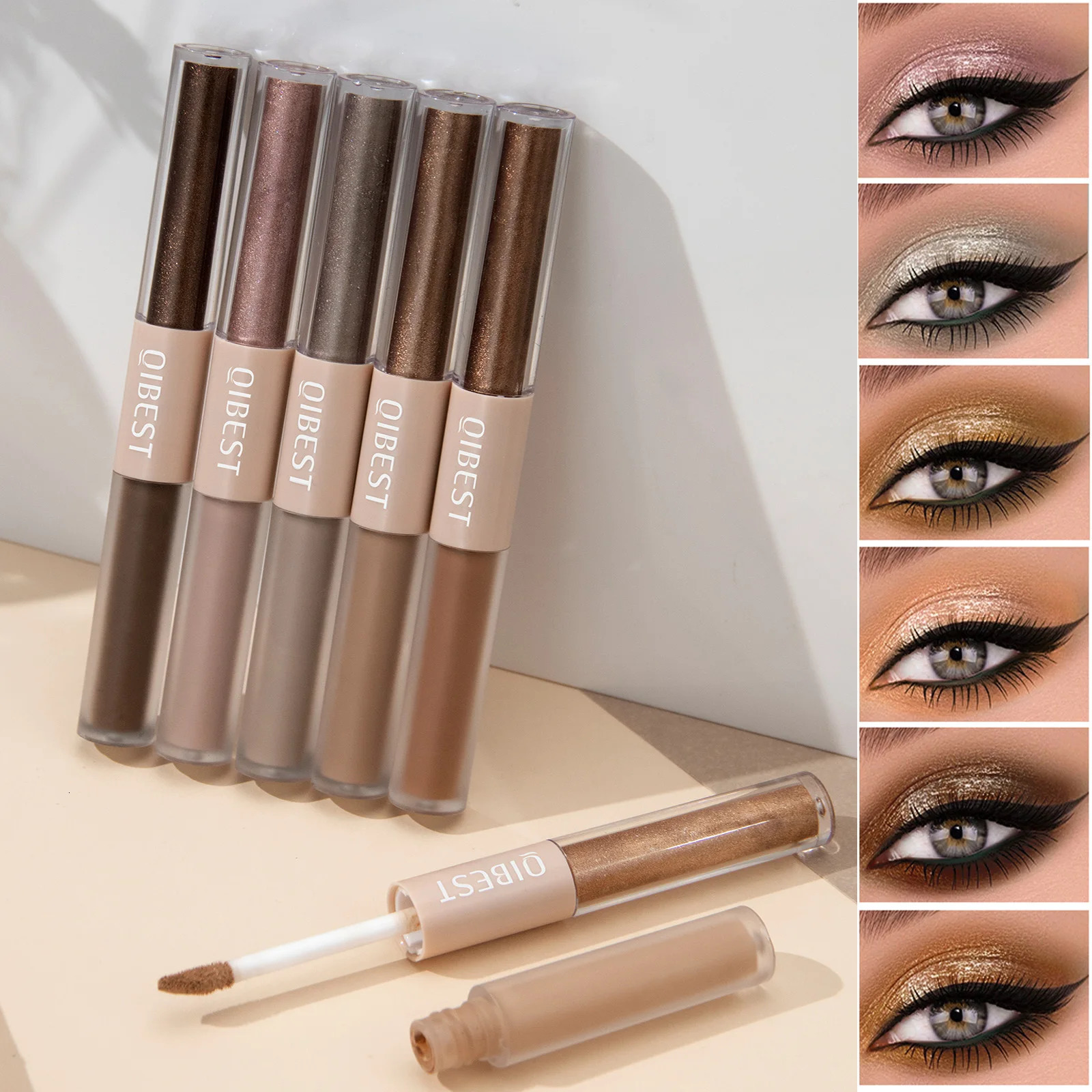 2 In 1 Stick Pearly Matte Eyeshadow Cream Smooth Nude Eye Makeup Liquid Contour Shadow Stick Waterproof Shimmer High Light Pen 240620