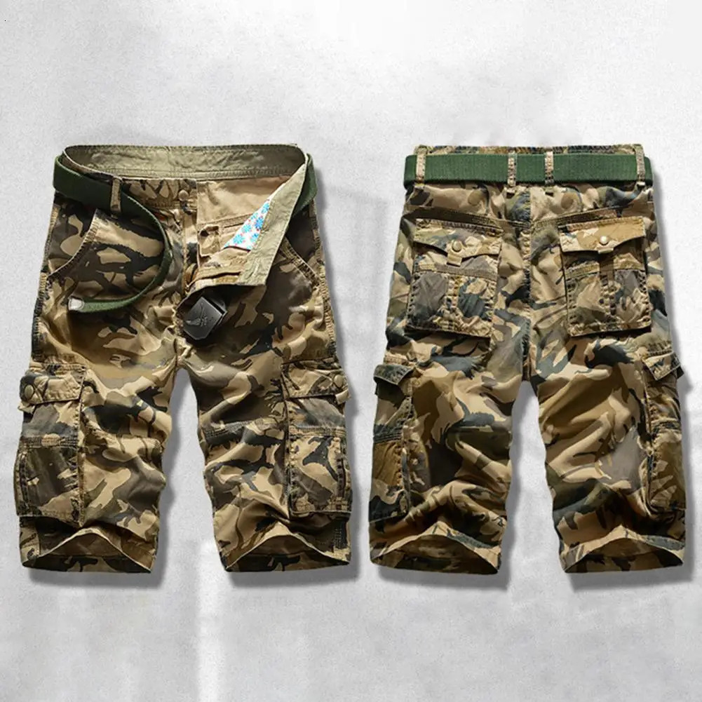 Mens Military Cargo Shorts Army Camouflage Tactical Men Cotton Loose Work Casual Short Pants 240620