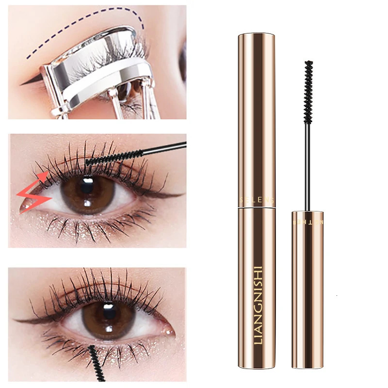 Silk Fiber Matte Mascara Makeup Ultra-Fine Brush Lengthens Eyelashes Waterproof Fast Dry Brown Black Curling Mascara Comestic 240709