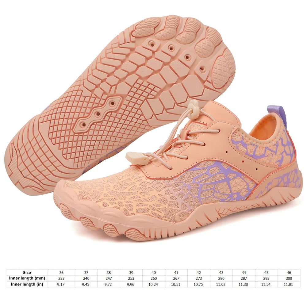Breathable Aqua Men Athletic Women Barefoot Size 36-46 Wide Toe Water Shoes with Drainage Swim Shoe
