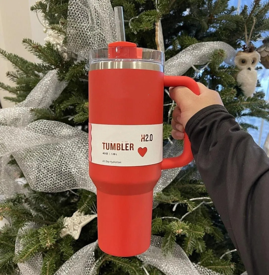 Spring Blue Chocolate Gold 40Oz Tumblers Cosmo Pink Parade Flamingo H2.0 Stainless Steel Gift Cups With Silicone Handle Lid Straw Car Mugs 1220 DHL 03