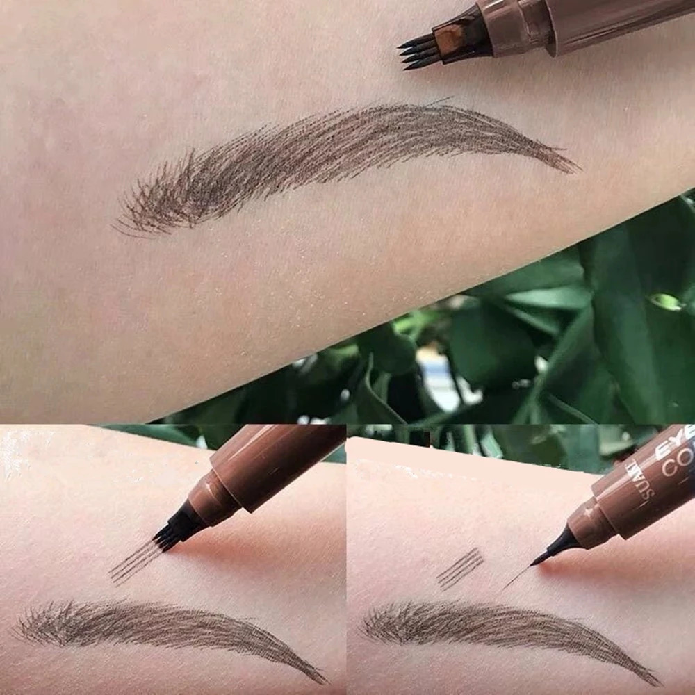 4D Microblading Eyebrow Pen 4 Forks Tip Eyebrow Tattoo Pencil Long Lasting Fine Sketch Liquid Eye Brow Make Up 240620