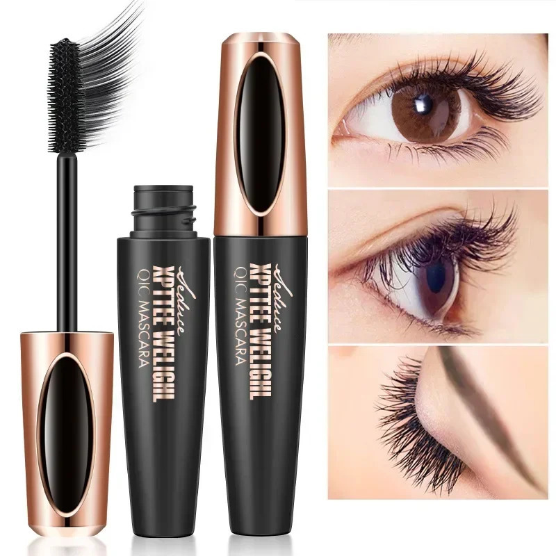 QIC Eyelash Mascara XPTTEE WELIGHL Lasting Mascara Eyeliner Waterproof Thick Long Curly Silicone Eyelash Brush 4D Mascara 240620