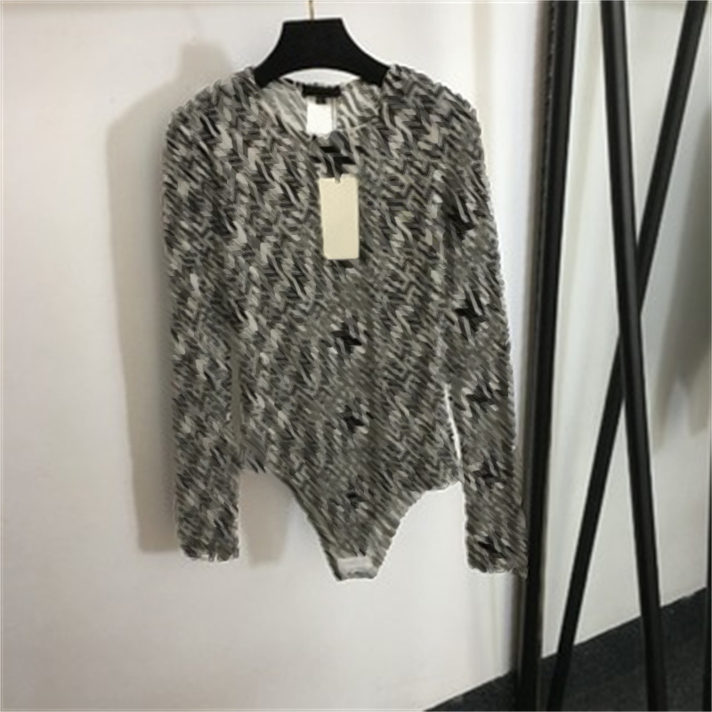 Brand Designer Women Clothing Luxury Swimsuit Designers Bikini Fashion Double-f Flocking Letter Print One-piece Sexy See-through Mesh Long Sleeve Bodysuit Bikinis