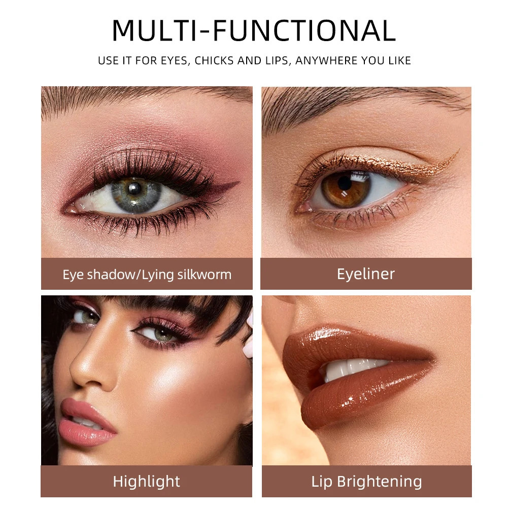 12 Colors Pearlescent Eyeshadow Eyeliner Pencil Waterproof Glitter Matte Nude Eye Shadow Makeup Pigment Silkworm Eyeshadow Pens 240709