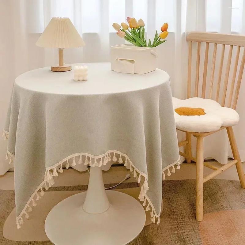 Table Cloth Milk Tea Colored Tassel Book Cotton And en Light urious Atmosphere DZDAN484