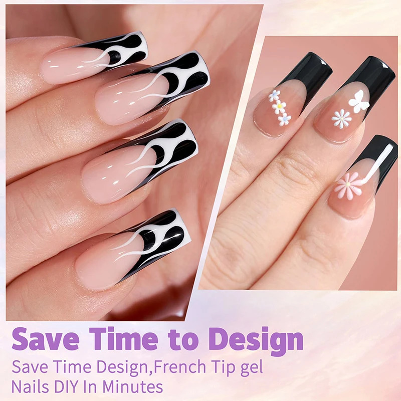 150pcsBoxed French Gel Tips Press On Nails Black Coffee Almond Nails 15 Sizes Pre-applied Fake Nails For Manicure Extension 240620