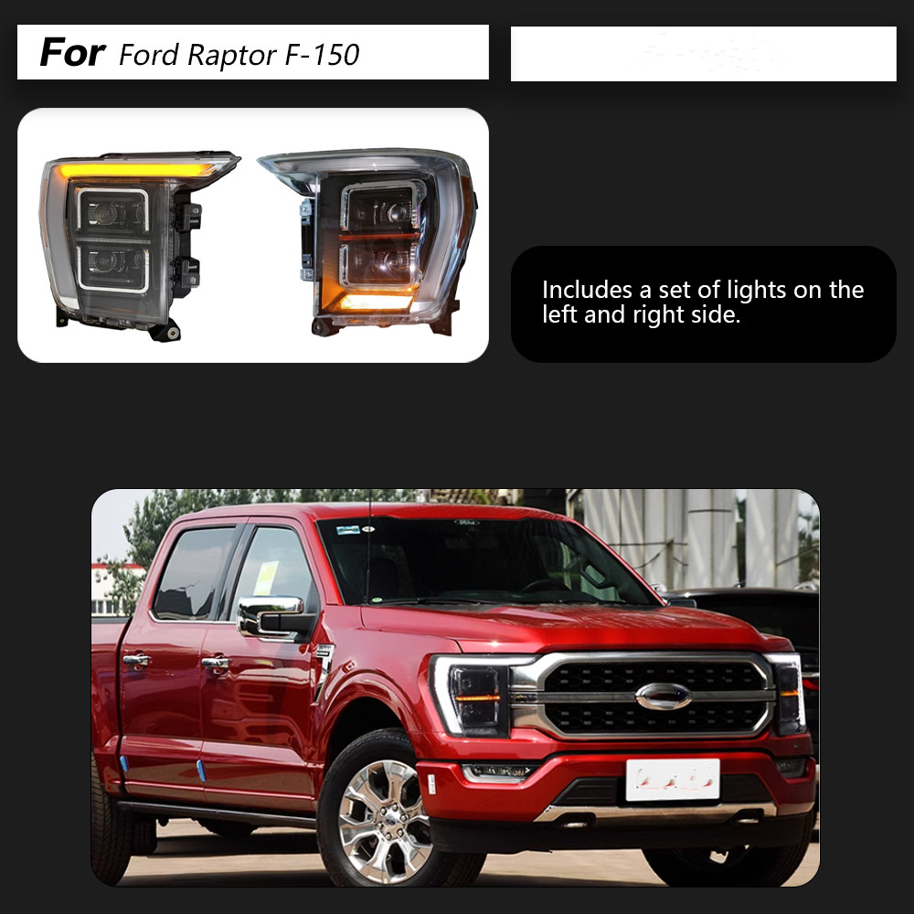 Car Headlights for Ford F-150 Raptor 20 21-2023 Full LED Dynamic Turn Signal Lamp Car Head Lamp Assembly