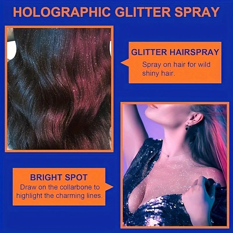 100ml high gloss glitter spray can be used for body/hair/clothes 240620