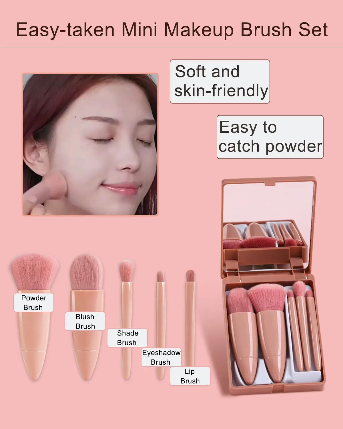 Mini makeup brush set with soft and fluffy mirror surface used for cosmetics foundation make-up eye shadow kabuki mixed makeup brush beauty tools 2407