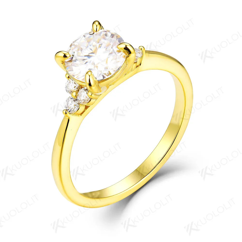 Kuololit 1CT2CT Rings for Women Solid 14K 10K Sliver925 White Gold Anniversary Wedding Engagement Classic Jewelry 240521