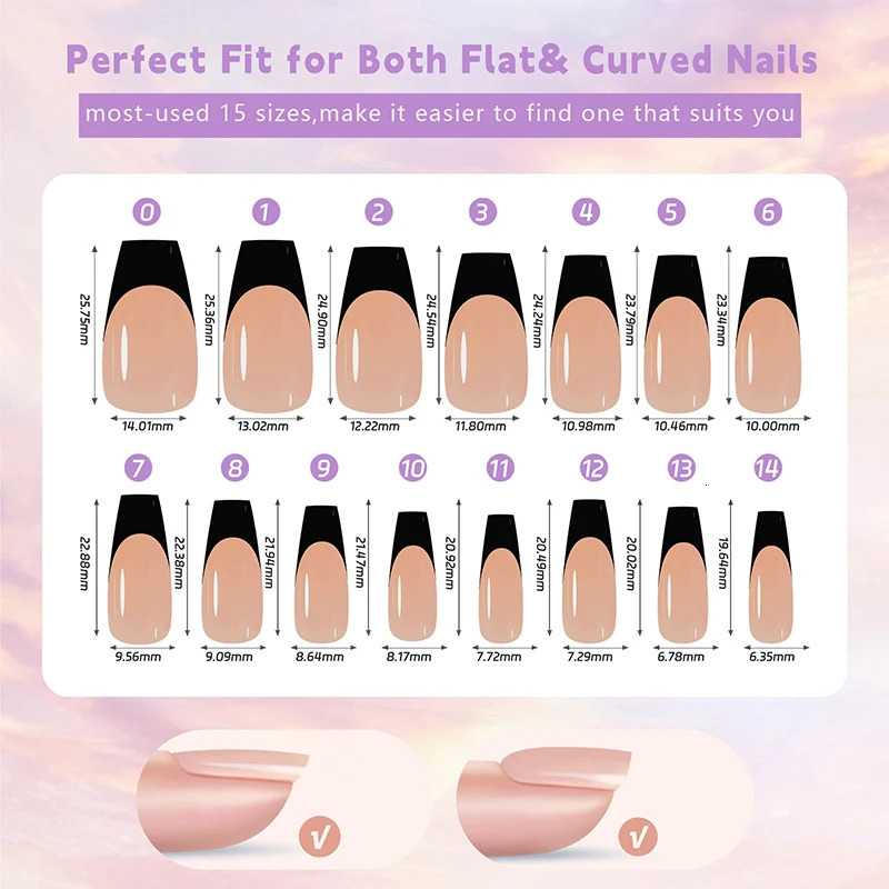 150pcsBoxed French Gel Tips Press On Nails Black Coffee Almond Nails 15 Sizes Pre-applied Fake Nails For Manicure Extension 240620