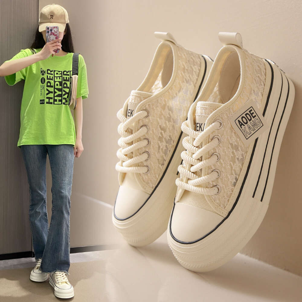 Ddmyoutdoor Canvas Women S Summer New Student Korean Edition Instagram Versatile Thick Sole Transparent Mesh Casual Shoes