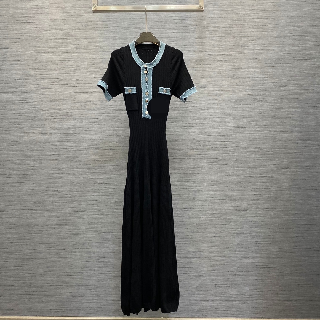 609 XL 2024 Milan Runway Summer Dress Short Sleeve Brand Same Style Empire Womens Fashion High Quality