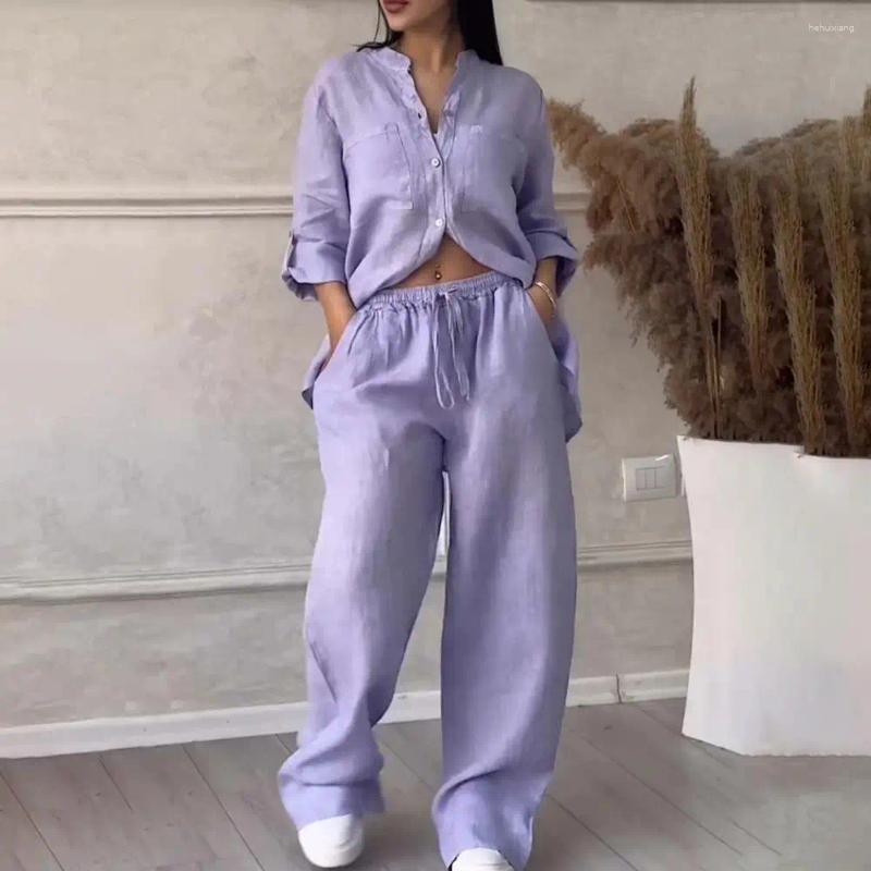Two Piece Pants Stand-Up Collar Outfit: Versatile Homewear Set For Comfortable Chic Commute