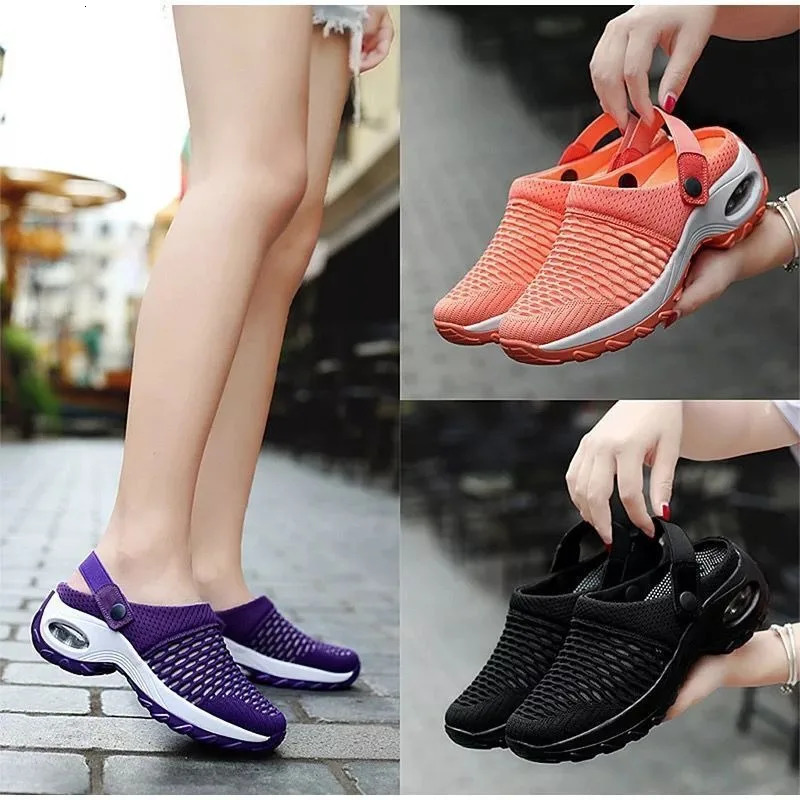2024 Summer Baotou After The Empty Net Surface Daily Drag A Slip-on Half Drag Air Cushion Womens Shoes Outside Penetration 240620