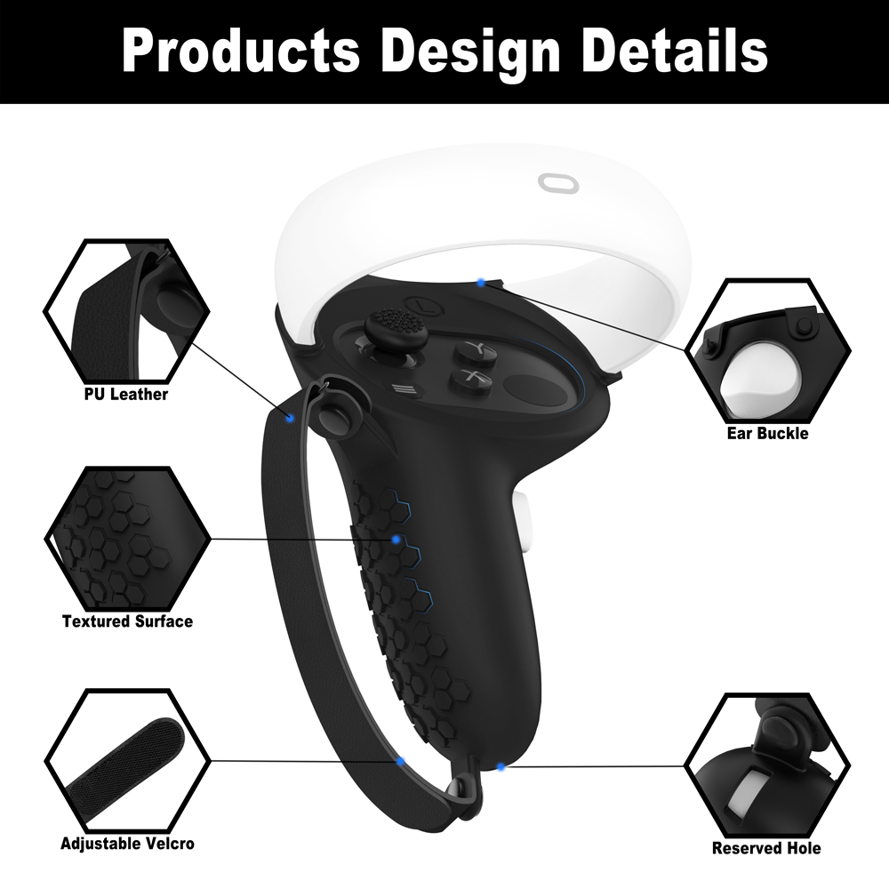 HUNDAI New VR Accessories Protective Cover For Oculus Quest 2 VR Touch Controller Silicone Cover Skin Handle Grip With Knuckle