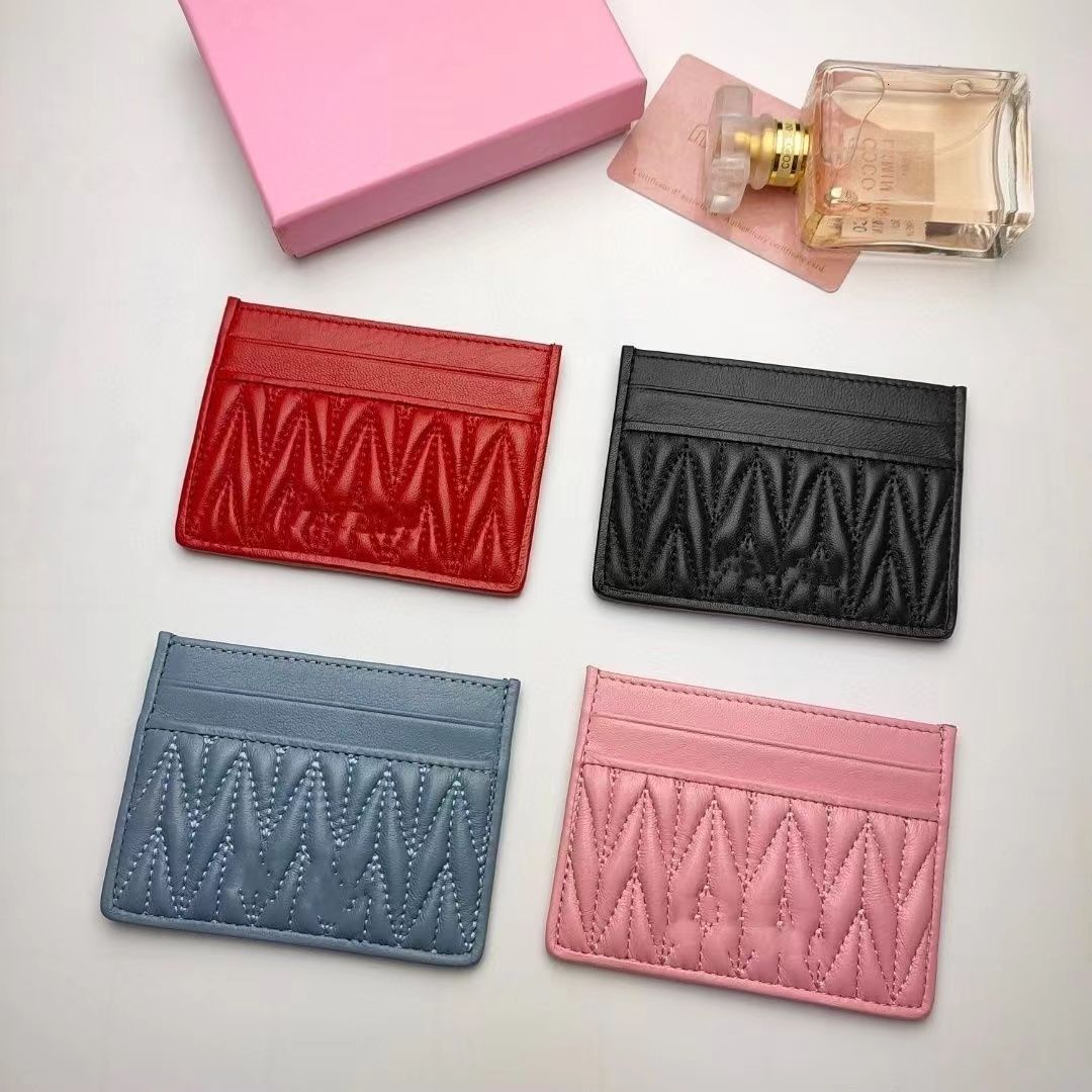 Designer Wallet Leather Card Holder Mens Womens Credit Cardholder Letter Purse Women Mini Purses Matelasse Wallets With Box Cardholder