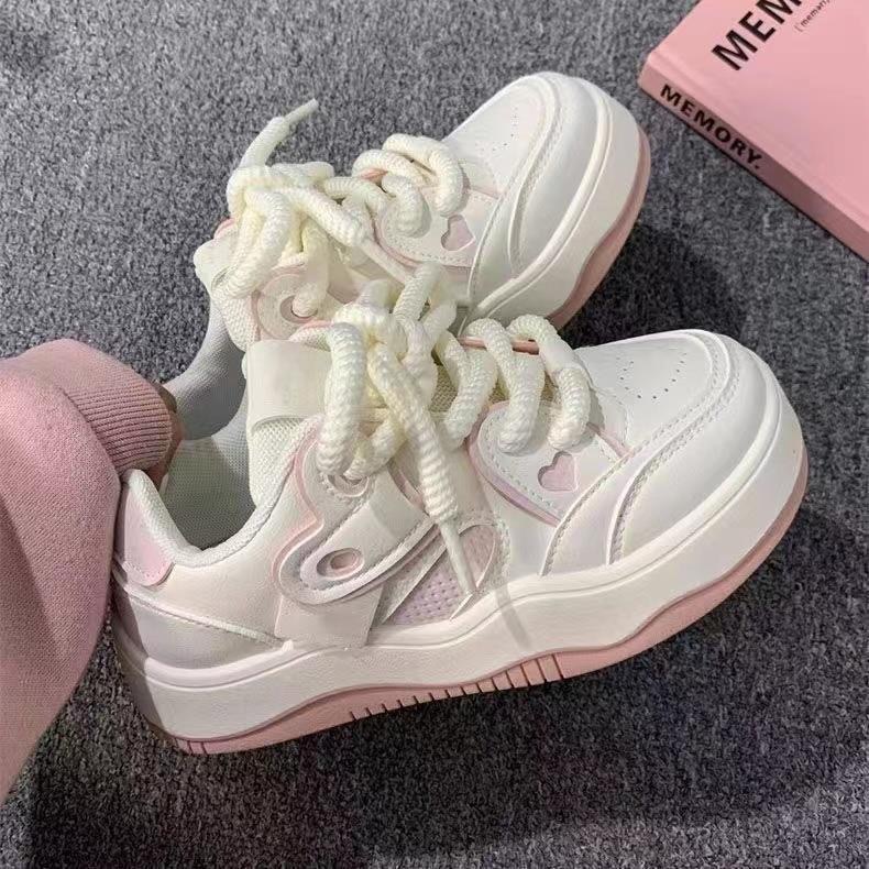 Thick Soled Ddmysports White Female Fashion Breathable Casual Sports Board Shoes Outdoor