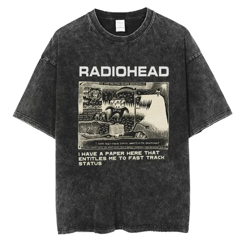 T Shirt Radiohead Classic Retro Rock Band Graphic Tshirt Oversized Quality Cotton Men Women Hip Hop Streetwear Short Sleeve Tees 2