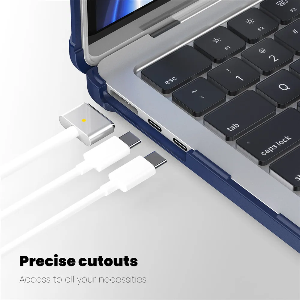 Case For Apple Mac book Air 13.6" M2 M3 Matte Transparent Stand Cover Rugged Shockproof TPU Bumper Hard Shell Macbook Cases A3113 A2681