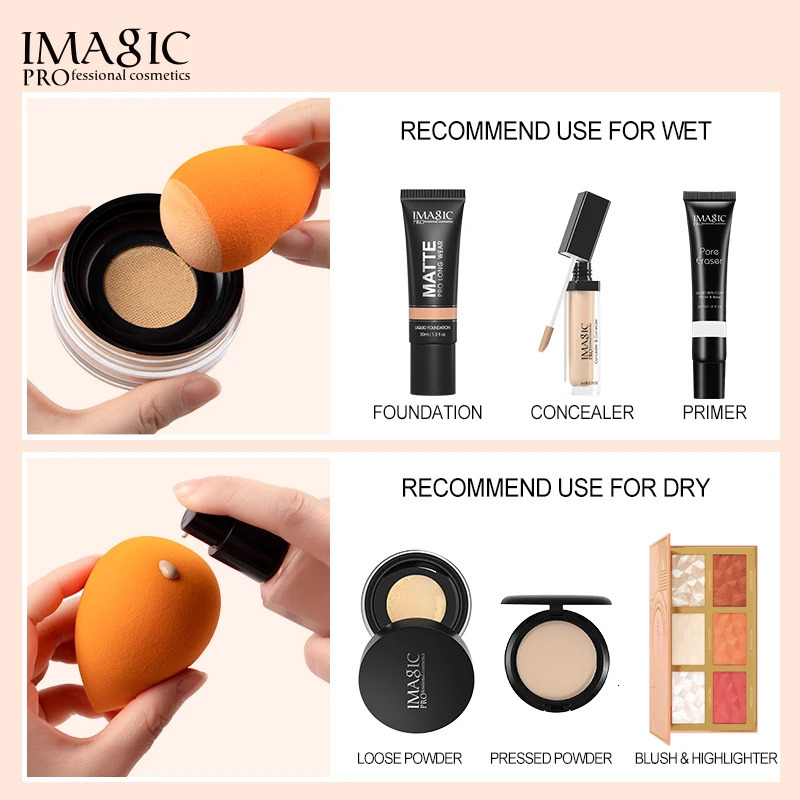 IMAGIC Makeup Sponge Professional Cosmetic Puff For Foundation Concealer Cream Beauty Make Up Soft Water Eyeshadows 240620
