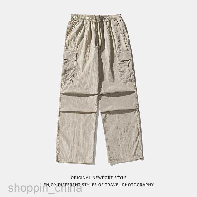 Men's Pants Leisure sports pants man outdoor mountain style metal micro wrinkled workwear pants male spring new trendy brand loose casual long pa