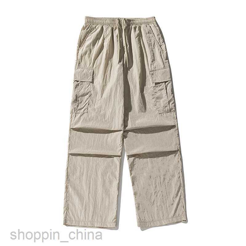 Men's Pants Leisure sports pants man outdoor mountain style metal micro wrinkled workwear pants male spring new trendy brand loose casual long pa