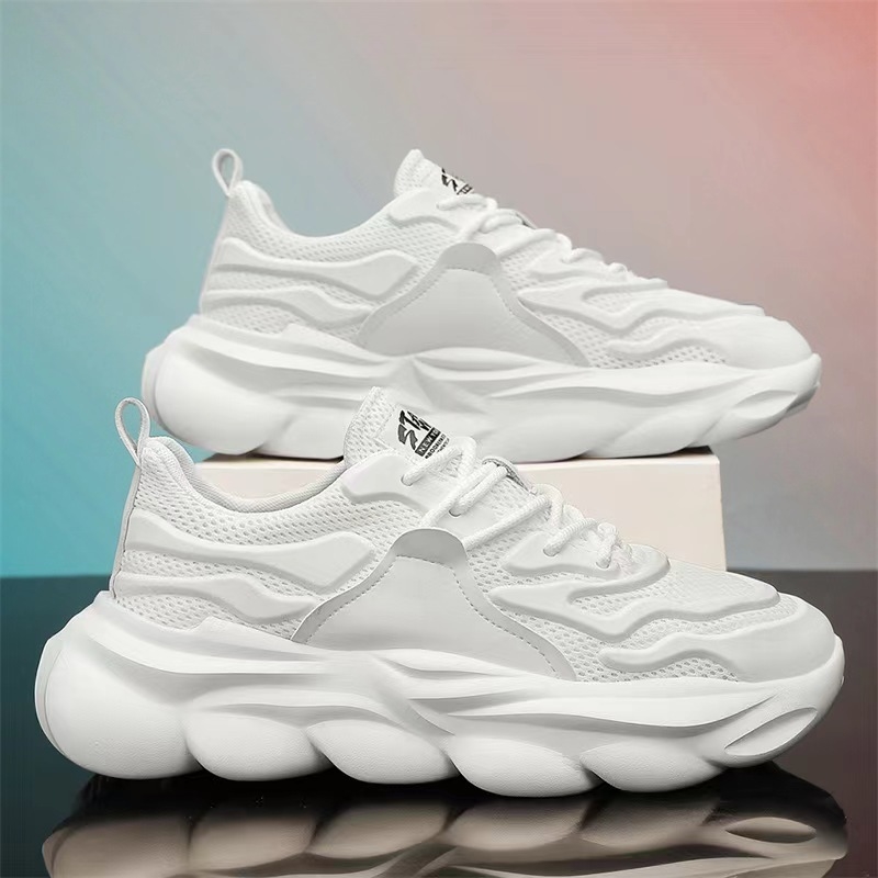 New mens spring breathable mesh sports shoes lightweight dad shoes thick soled casual shoes fashionable and versatile
