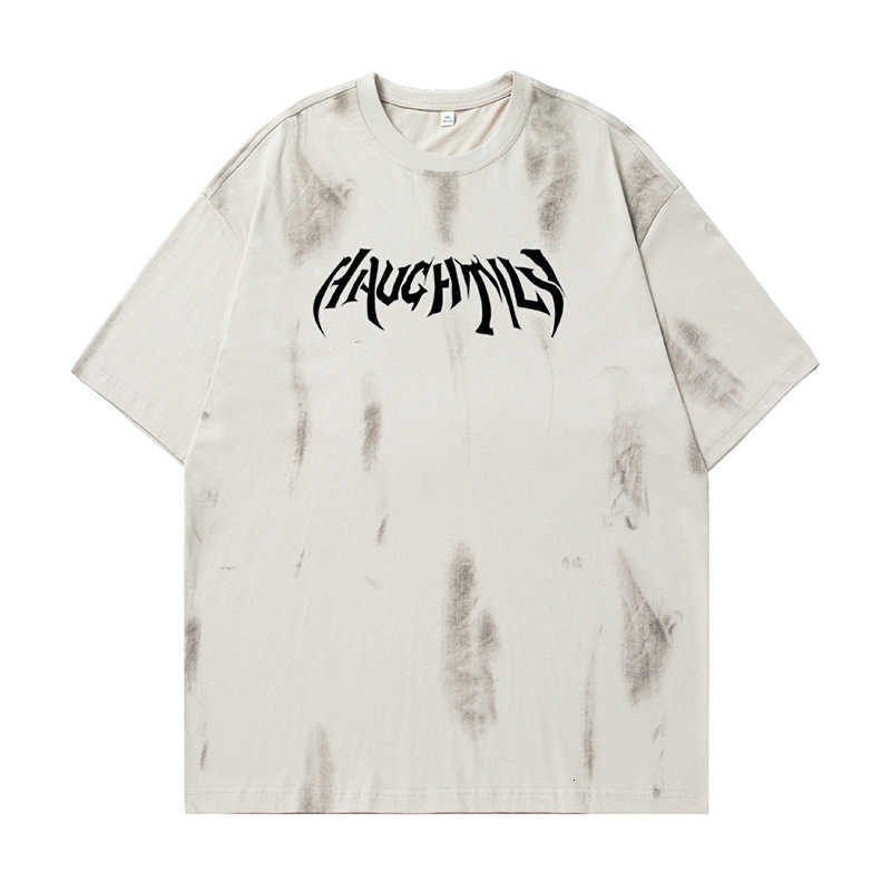 Men T Shirts Color Wiping Letter Printed Short Sleeved For Man And Women In Summer New Distressed Design Pure Cotton Loose Casual T-Shirt Q Tees Tops