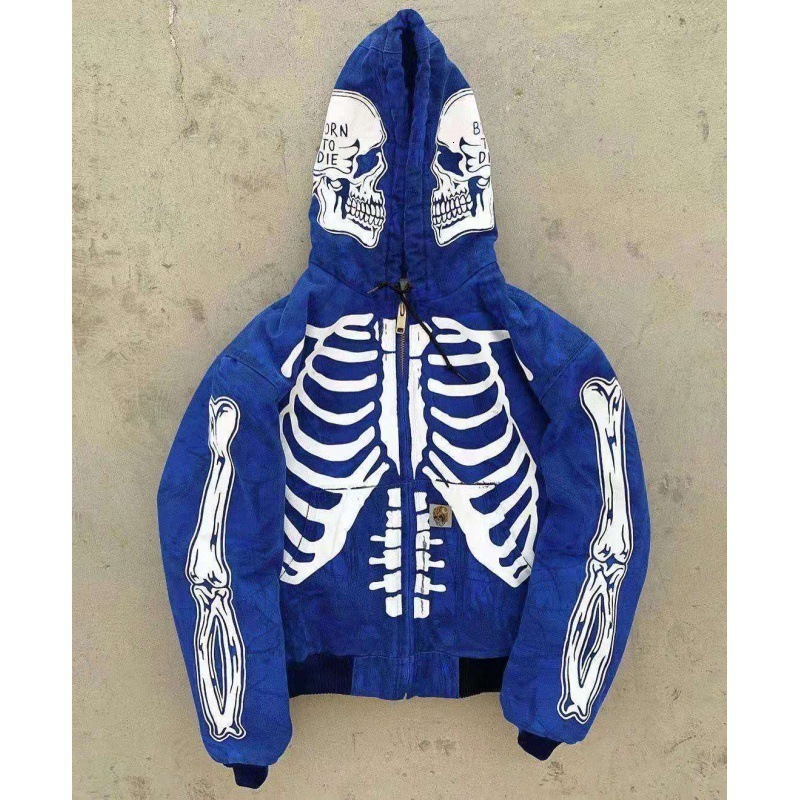 European and American Letter Embroidery Oversized Hoodie Women Y2K High Street Couple Coat Retro Loose Zipper Sweatshirt Men