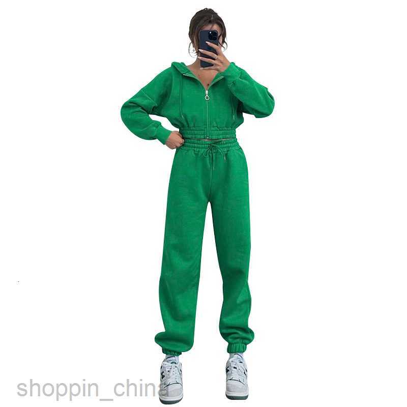 Women Tracksuits Fashionable solid color sports jogging suit Autumn/Winter New Hooded Zipper Waist Sweater Women's Fashion Casual Sports Set Sets