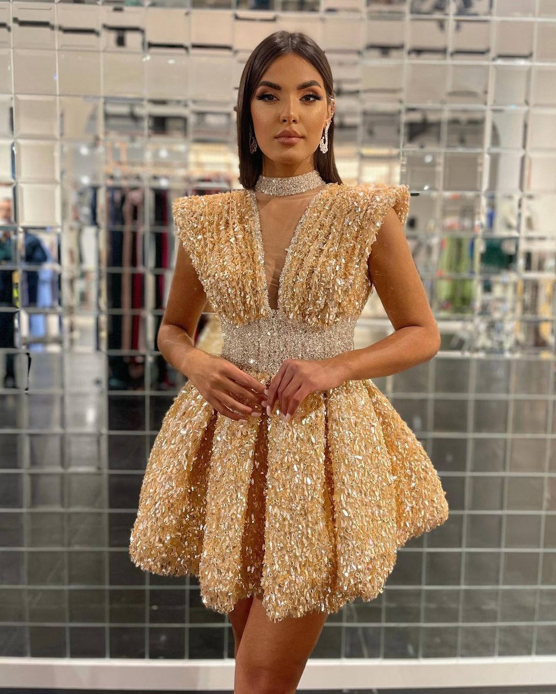 2023 sage aline graduation dress sequined lace beaded short mini homecoming party formal cocktail prom bridesmaid gowns dresses zj417