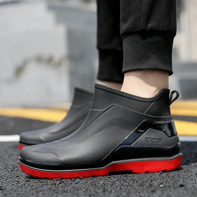 Mens Short Barrel Rain Boots Four Seasons Durable Waterproof Anti Slip Rubber Shoes Outdoor Fishing Rain Shoes 240621