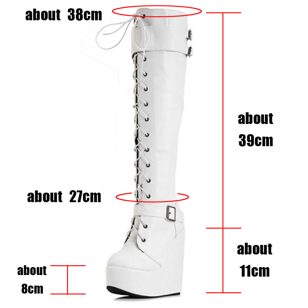 DORATASIA Big Size 35-43 Ladies Wedges High Heels Knee High Boots Cross Tied High Platform Boots Women Party Sexy Shoes Woman