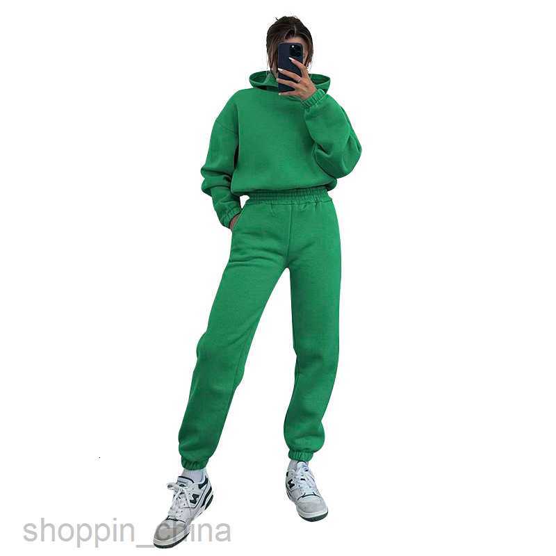 Women's Tracksuits Fashion solid color sports jogging suit Autumn/Winter New Solid Color Hooded Long sleeved Sweater Women Casual Pants Set Sets