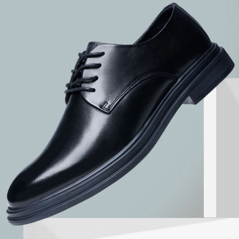 Wedding Soft Sole British Soft Leather Business Dress Leather Shoes For Men Summer Breathable Genuine Leather Wedding Groom 240621