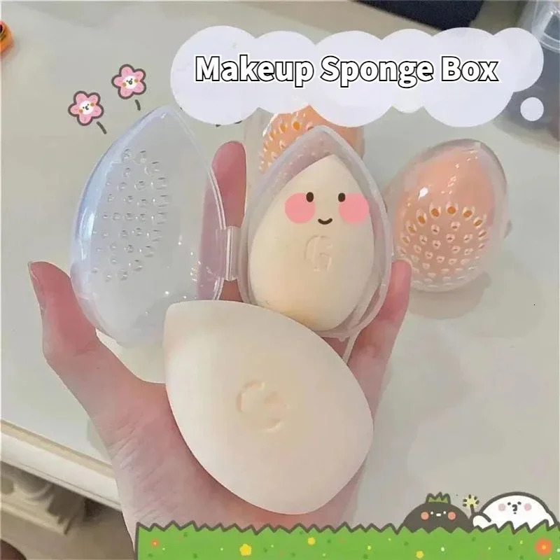 Traveling Makeup Sponge Organizer Box Pink White Egg Shape Plastic Box Powder Sponge Beauty Egg Holder Cosmetics Tools 240620