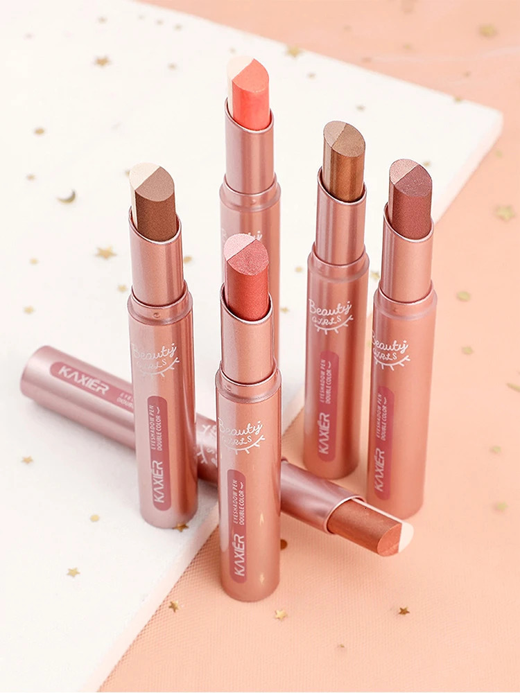 Gradient two-color eye shadow pen waterproof sweat proof not easy to smudge pearlescent fine shiny lazy eye shadow s 240620