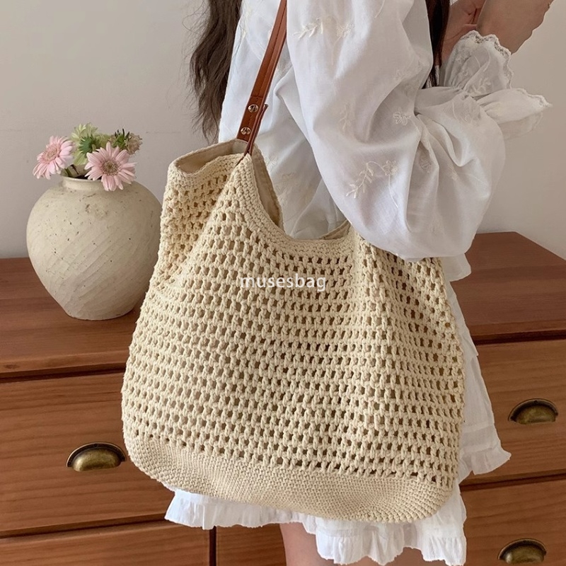 Fashionable Women High Quality Classic Multi functional Summer Grass Woven Bag Commuting Carrier Extra Large Bag Seaside Beach Large Capacity Shoulder