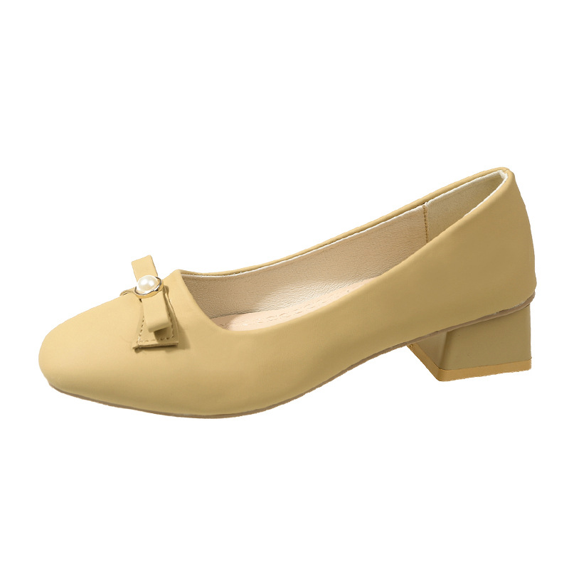 Fashion single shoes new spring and autumn all matching square head simple temperament all matching single shoes women
