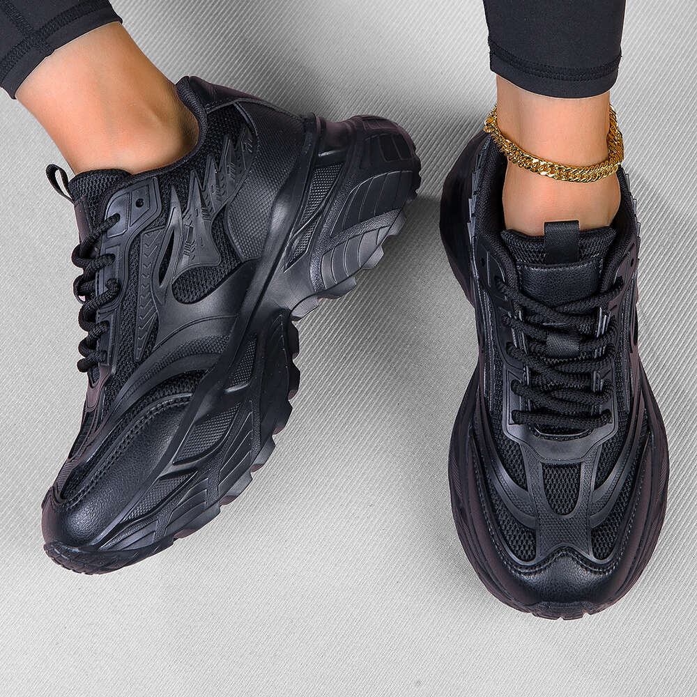 Dad's for Men and Women 2024 New Summer Breathable Thick Elevated Soft Sole Black Casual Sports Shoes
