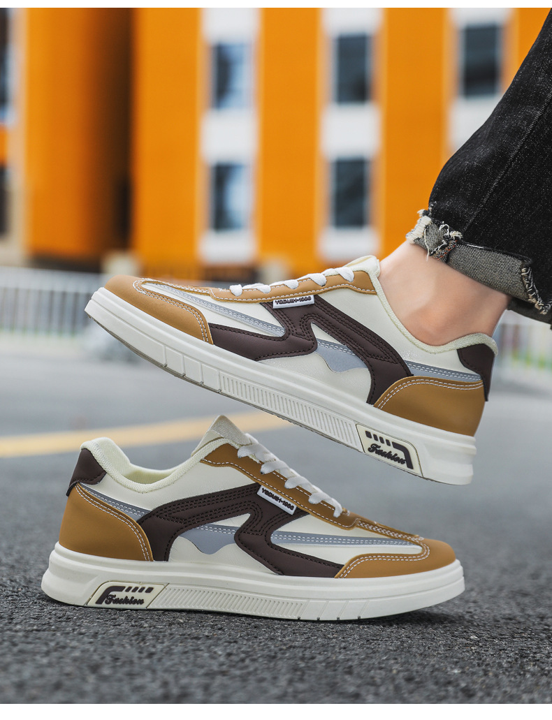 Men Shoes New Casual Shoes Low top Shoes Trendy White Shoes Korean Version Seasons Fashion Shoes Brown Free shipping