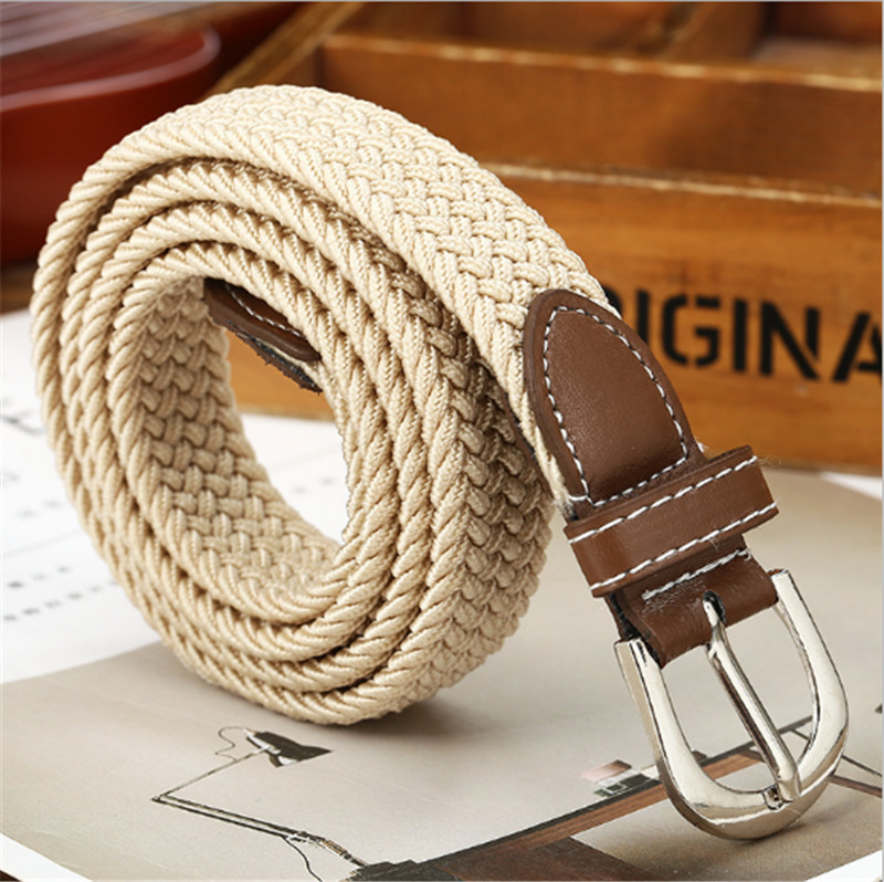 2023 New Popular 6 Colors Men And Women Fashionable Woven Elastic Woven Canvas Buckle Belt Belt Versatile Canvas Belt