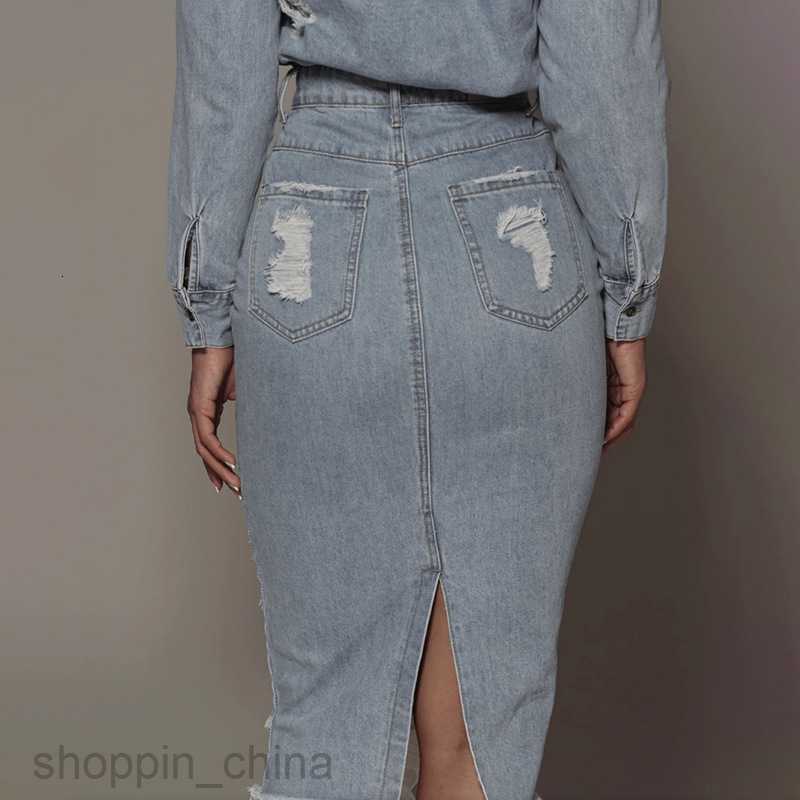 Basic Casual Women Dresses Mid length skirt, blue denim one step skirt fashionable casual women's half skirt summer