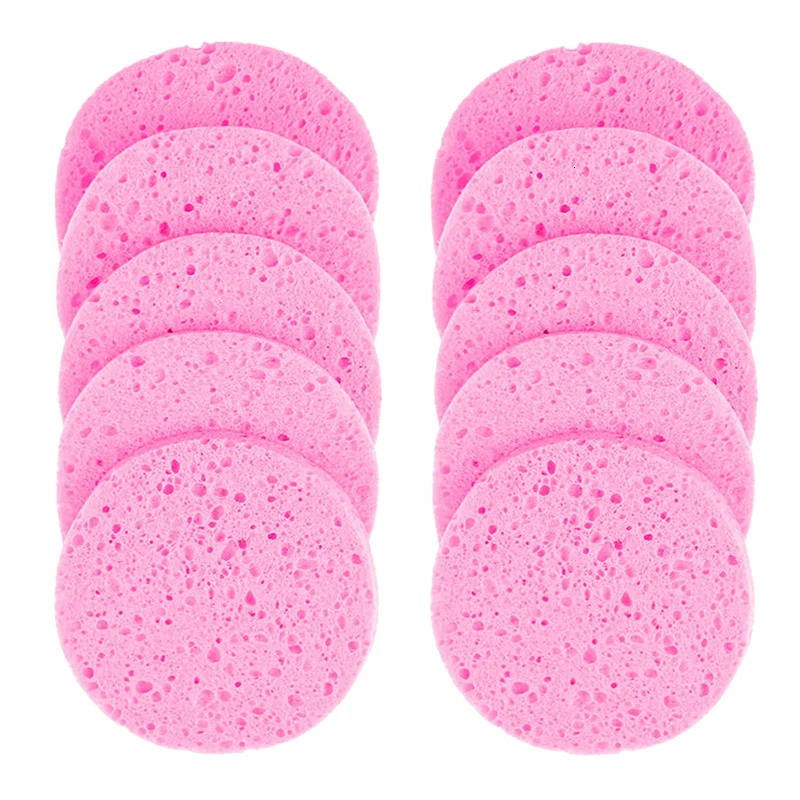5/10pcs 6/7/8/9cm Face Round Makeup r Tool Natural Wood Pulp Sponge Cellulose Compress Cosmetic Puff Washing Sponge 240620